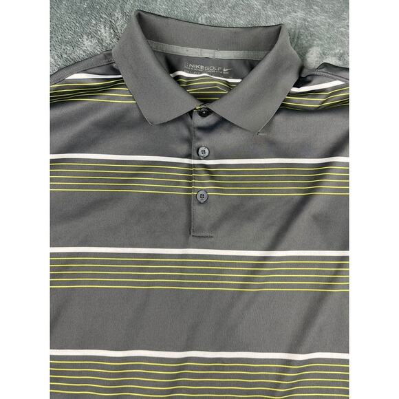 Men’s Nike Golf Large Gray/Green Striped Dri-FIT Polo Shirt Excellent Condition - Picture 4 of 10
